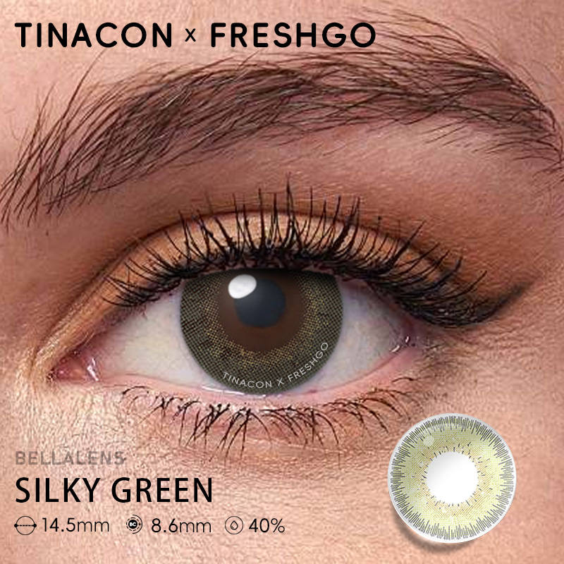 【US Fast Send】Freshgo Bellalens Silky Green 14.5mm Yearly Natural Watery Soft Colored Contact Lens