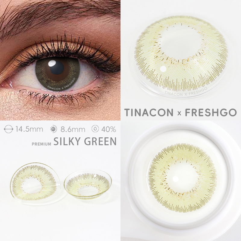 【US Fast Send】Freshgo Bellalens Silky Green 14.5mm Yearly Natural Watery Soft Colored Contact Lens