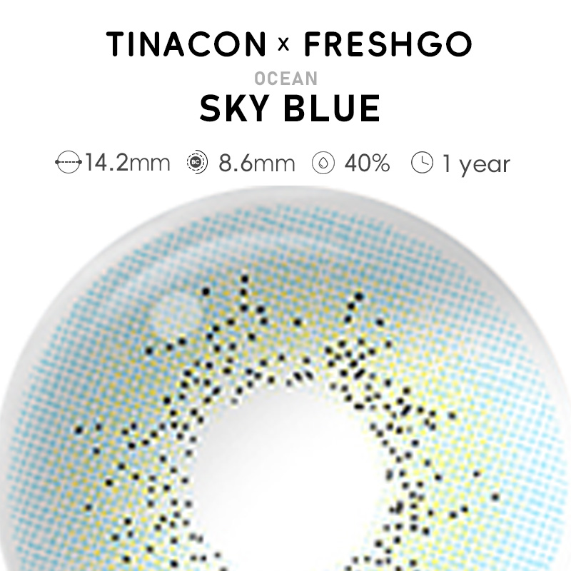 【US Fast Send】Freshgo Ocean Sky Blue 14.2mm Yearly Natural Watery Soft Colored Contact Lens