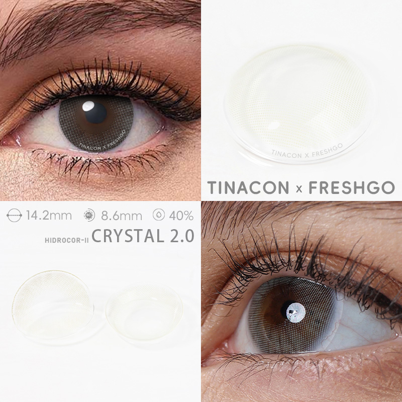 【US Fast Send】Freshgo Hidrocor Crystal 2.0  14.2mm Yearly Natural Watery Soft Colored Contact Lens