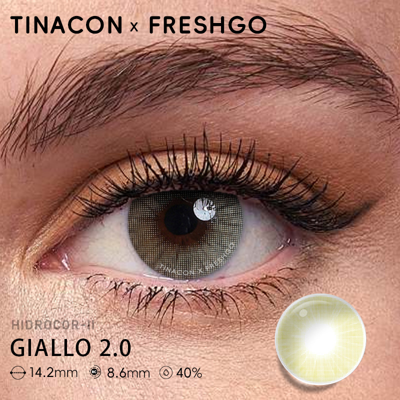 【US Fast Send】Freshgo Hidrocor Giallo 2.0   14.2mm Yearly Natural Watery Soft Colored Contact Lens