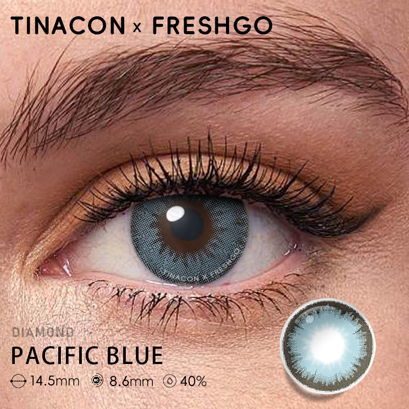 【US Fast Send】Freshgo Pacific Blue 14.5mm Yearly Natural Watery Soft Colored Contact Lens