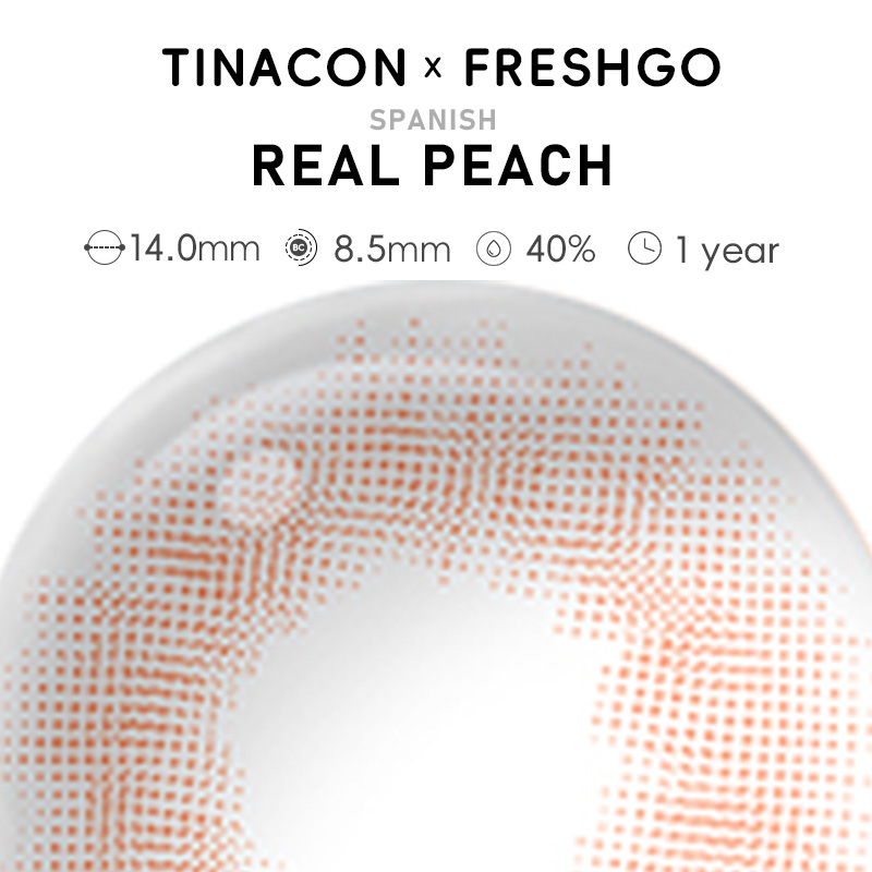 【US Fast Send】Freshgo Spanish Real Peach 14.0mm Yearly Natural Watery Soft Colored Contact Lens