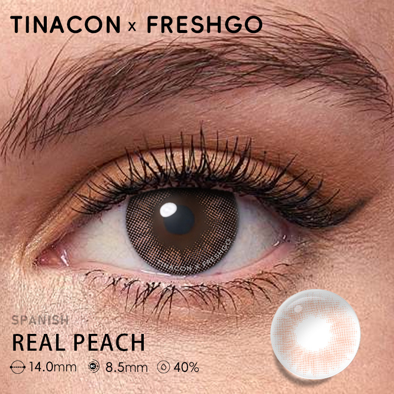【US Fast Send】Freshgo Spanish Real Peach 14.0mm Yearly Natural Watery Soft Colored Contact Lens