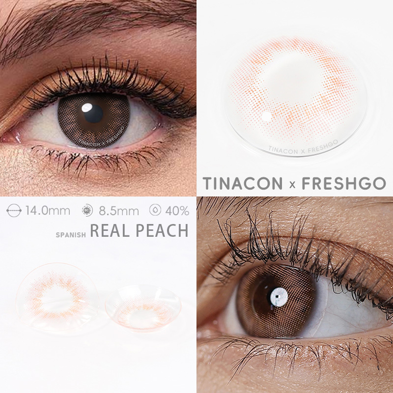 【US Fast Send】Freshgo Spanish Real Peach 14.0mm Yearly Natural Watery Soft Colored Contact Lens