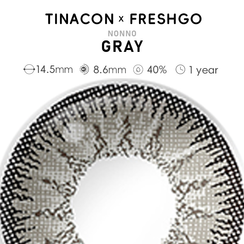 【US Fast Send】Freshgo Nonno Nonno Gray 14.5mm Yearly Natural Watery Soft Colored Contact Lens