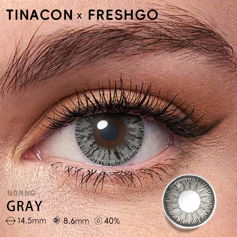 【US Fast Send】Freshgo Nonno Nonno Gray 14.5mm Yearly Natural Watery Soft Colored Contact Lens