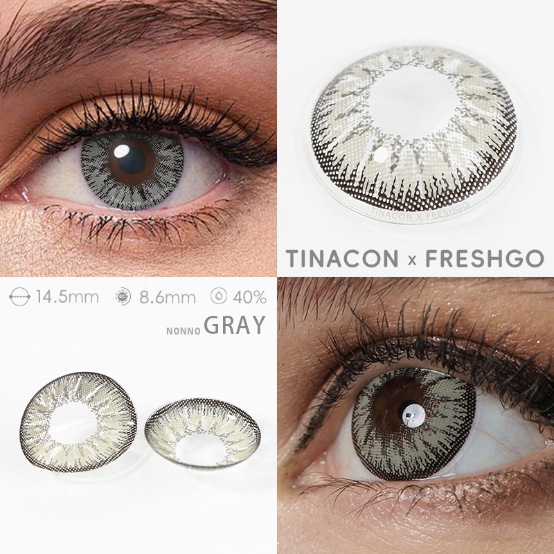 【US Fast Send】Freshgo Nonno Nonno Gray 14.5mm Yearly Natural Watery Soft Colored Contact Lens