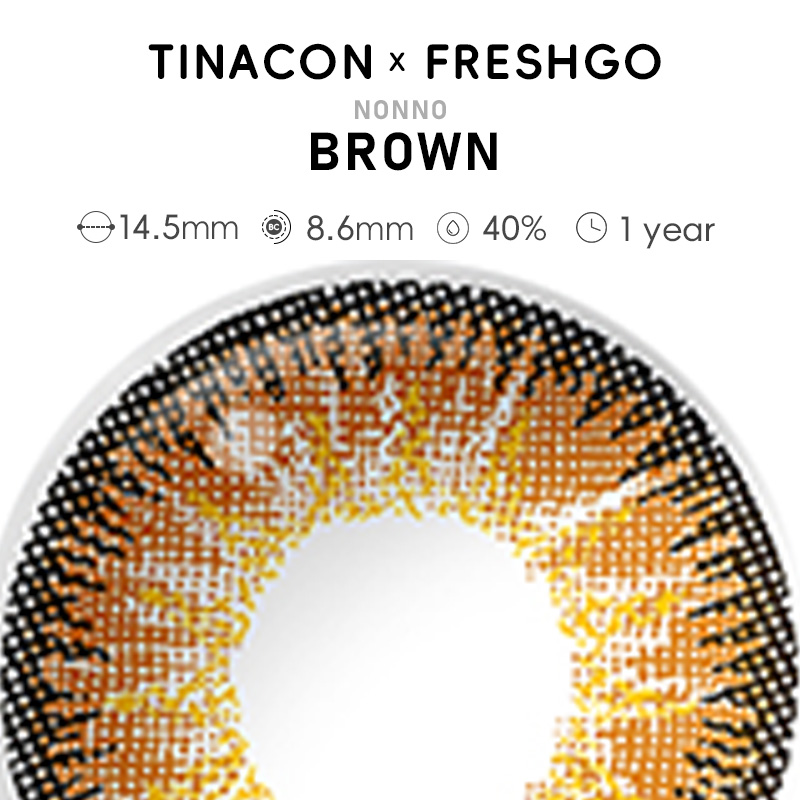 【US Fast Send】Freshgo Nonno  Nonno Brown 14.5mm Yearly Natural Watery Soft Colored Contact Lens