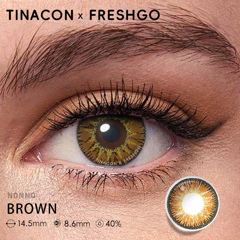 【US Fast Send】Freshgo Nonno  Nonno Brown 14.5mm Yearly Natural Watery Soft Colored Contact Lens