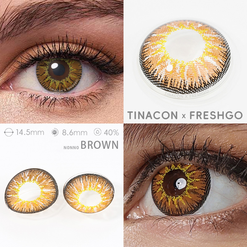 【US Fast Send】Freshgo Nonno  Nonno Brown 14.5mm Yearly Natural Watery Soft Colored Contact Lens