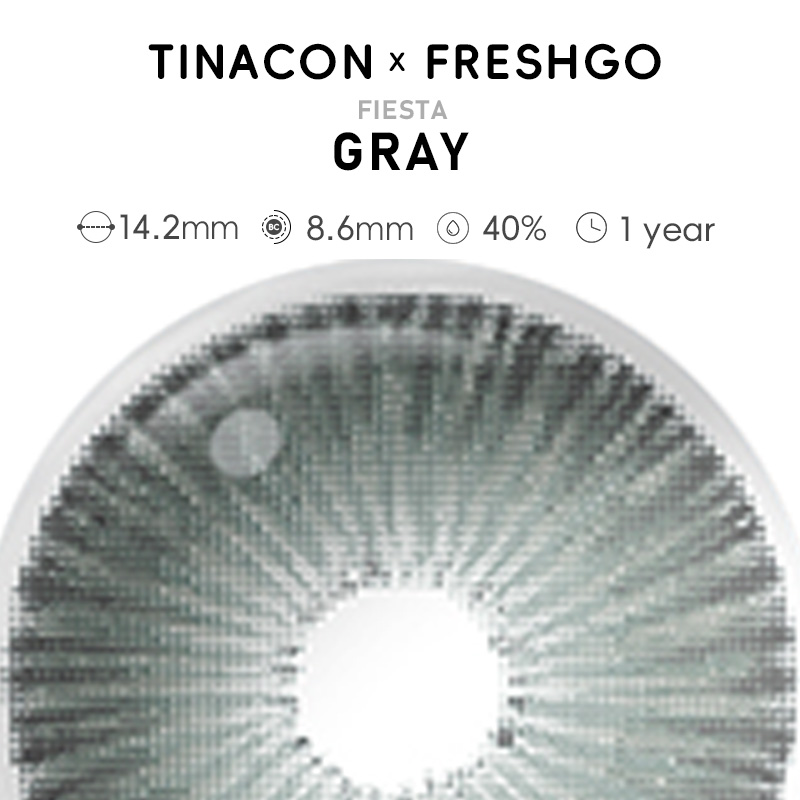 [Copy]【US Fast Send】Freshgo Fiesta Fiesta Gray 14.2mm Yearly Natural Watery Soft Colored Contact Lens