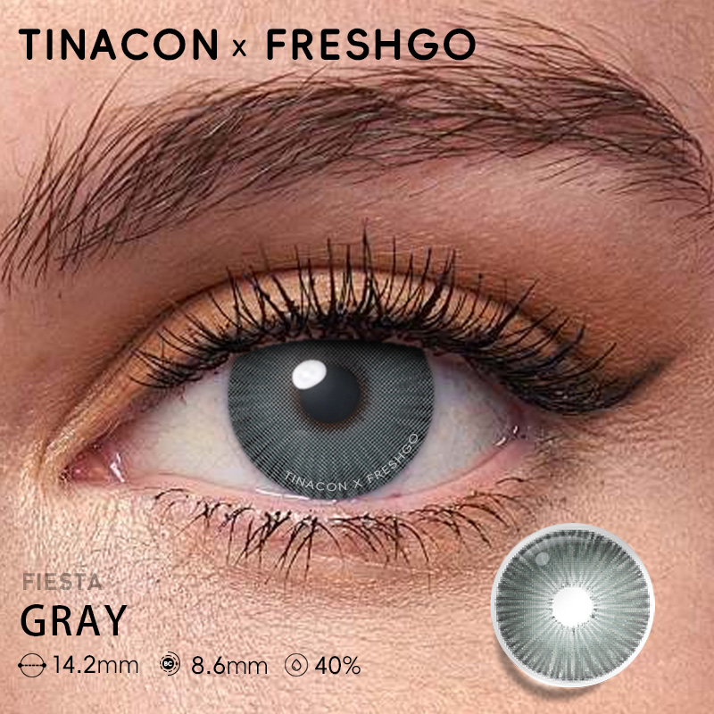 [Copy]【US Fast Send】Freshgo Fiesta Fiesta Gray 14.2mm Yearly Natural Watery Soft Colored Contact Lens