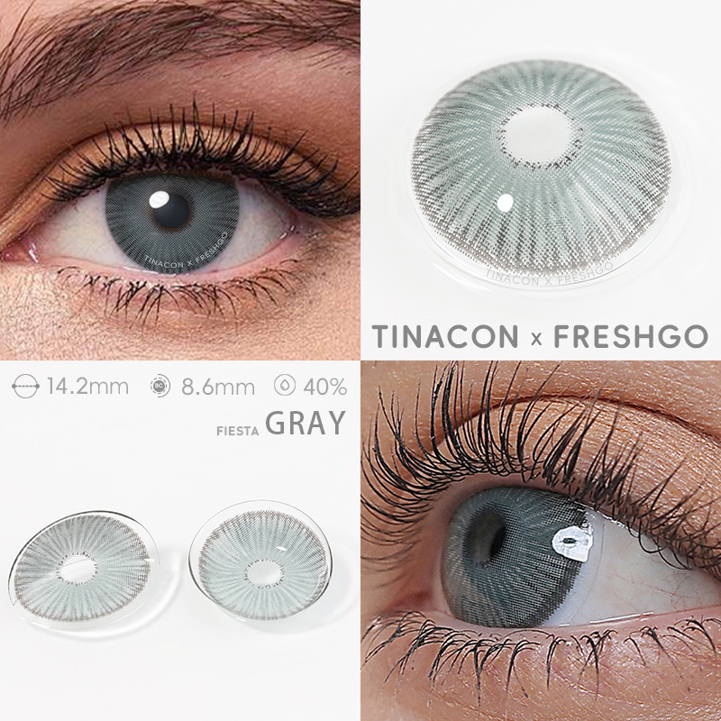[Copy]【US Fast Send】Freshgo Fiesta Fiesta Gray 14.2mm Yearly Natural Watery Soft Colored Contact Lens