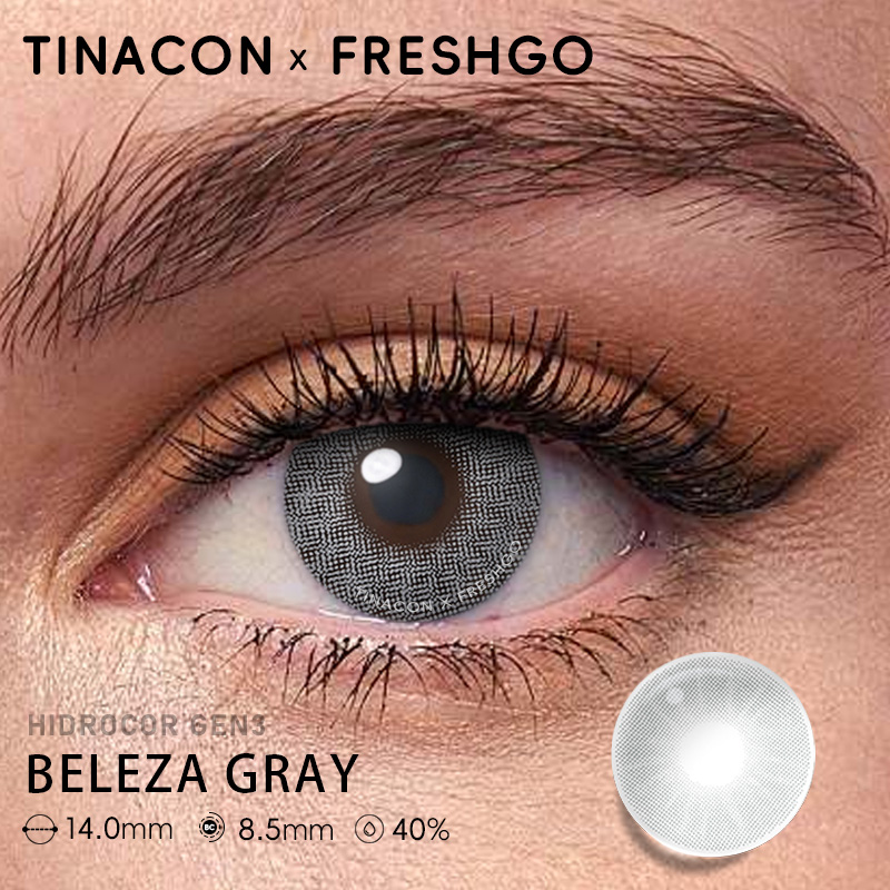 【US Fast Send】Freshgo  Hidrocor Gen3  Beleza Gray 14.0mm  Yearly Natural Watery Soft Colored Contact Lens