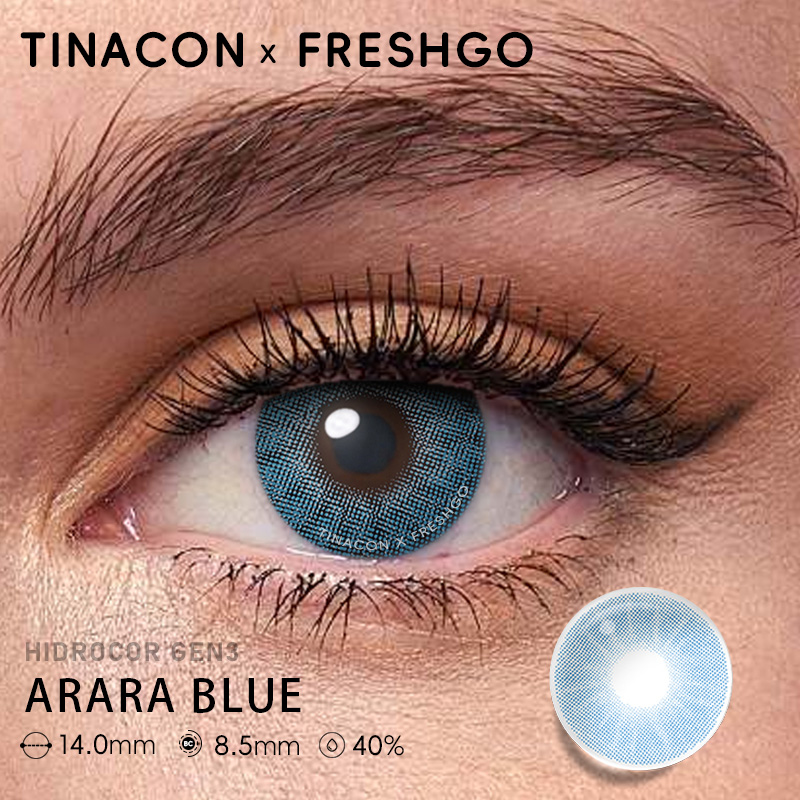 【US Fast Send】Freshgo  Hidrocor Gen3  Arara Blue 14.0mm  Yearly Natural Watery Soft Colored Contact Lens