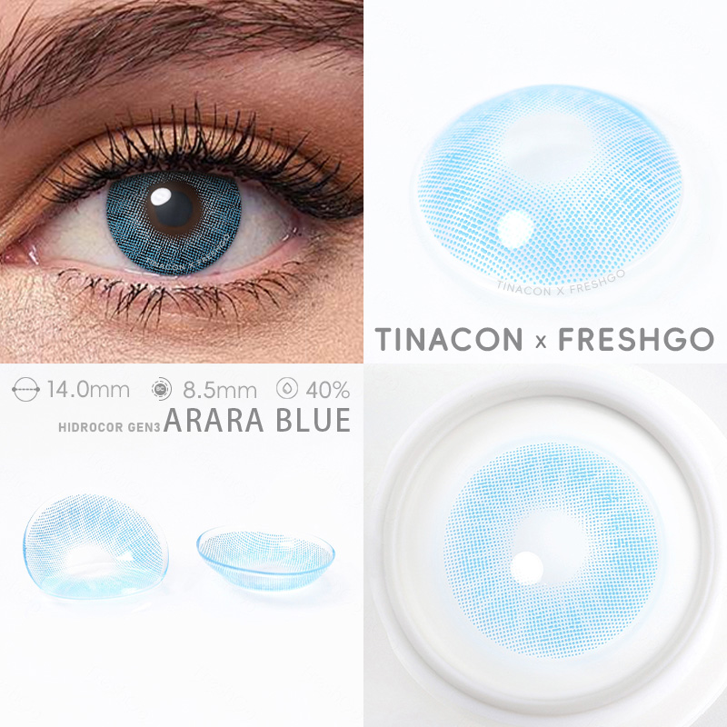 【US Fast Send】Freshgo  Hidrocor Gen3  Arara Blue 14.0mm  Yearly Natural Watery Soft Colored Contact Lens