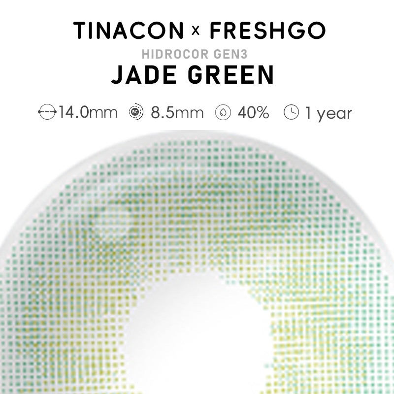 【US Fast Send】Freshgo  Hidrocor Gen3 Jade Green 14.0mm  Yearly Natural Watery Soft Colored Contact Lens
