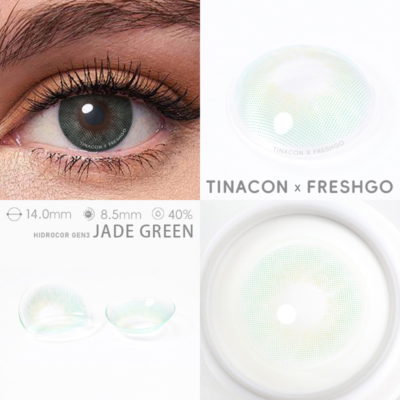 【US Fast Send】Freshgo  Hidrocor Gen3 Jade Green 14.0mm  Yearly Natural Watery Soft Colored Contact Lens