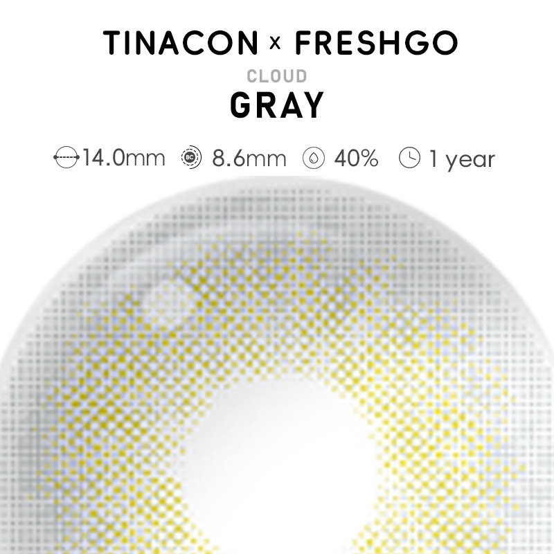 【US Fast Send】Freshgo Cloud Gray 14.0mm  Yearly Natural Watery Soft Colored Contact Lens