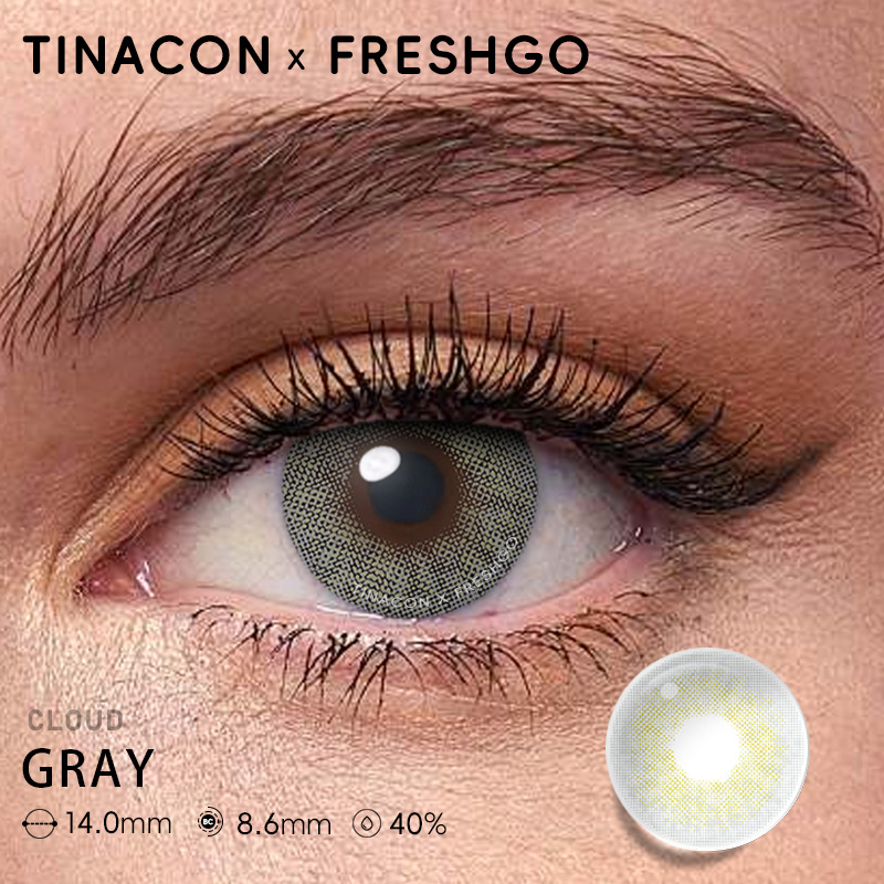 【US Fast Send】Freshgo Cloud Gray 14.0mm  Yearly Natural Watery Soft Colored Contact Lens