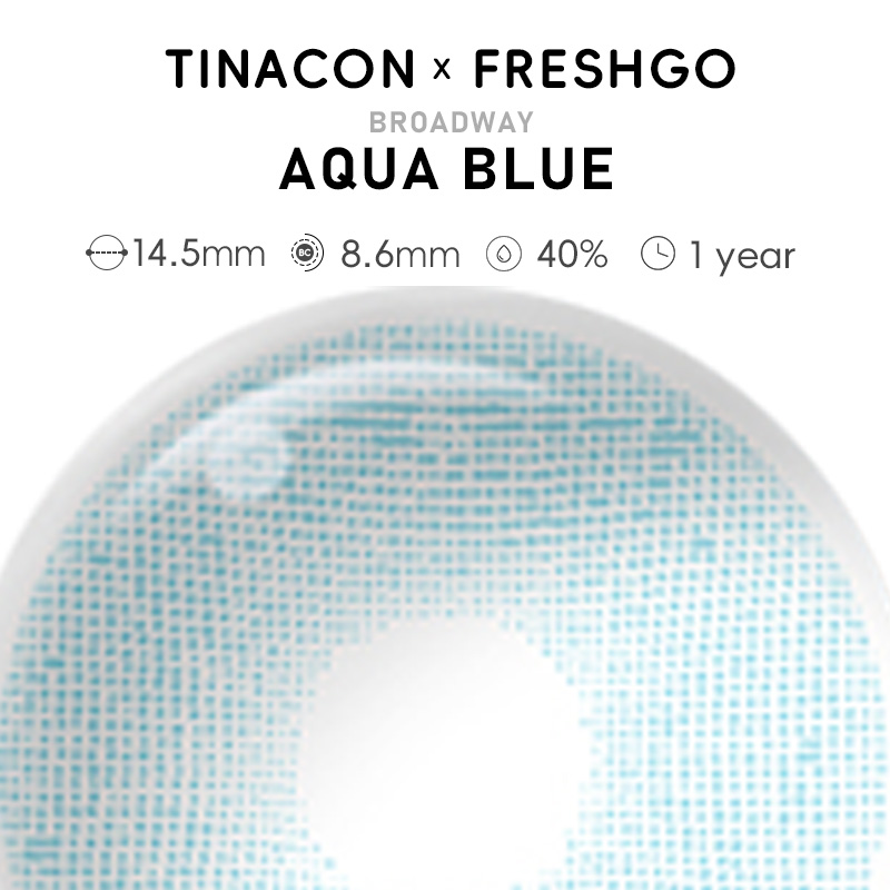 【US Fast Send】Freshgo Broadway  Aqua Blue 14.5mm  Yearly Natural Watery Soft Colored Contact Lens