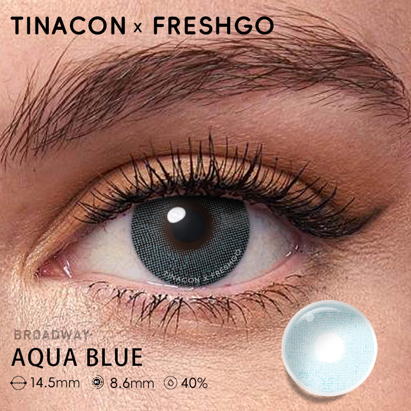【US Fast Send】Freshgo Broadway  Aqua Blue 14.5mm  Yearly Natural Watery Soft Colored Contact Lens