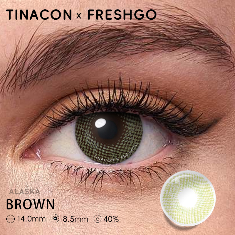 【US Fast Send】Freshgo Alaska  Brown 14.0mm  Yearly Natural Watery Soft Colored Contact Lens