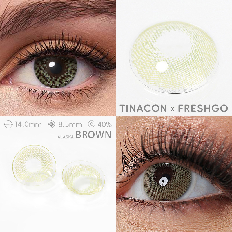 【US Fast Send】Freshgo Alaska  Brown 14.0mm  Yearly Natural Watery Soft Colored Contact Lens