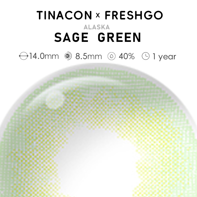 【US Fast Send】Freshgo Alaska Sage  Green 14.0mm  Yearly Natural Watery Soft Colored Contact Lens