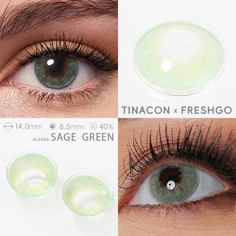 【US Fast Send】Freshgo Alaska Sage  Green 14.0mm  Yearly Natural Watery Soft Colored Contact Lens