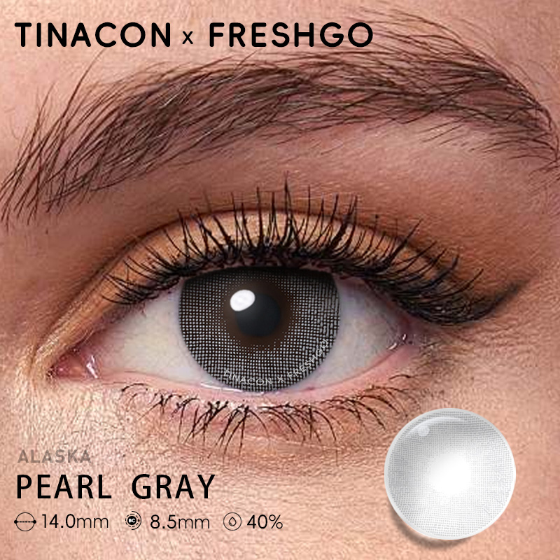 【US Fast Send】Freshgo Alaska Pearl  Gray 14.0mm  Yearly Natural Watery Soft Colored Contact Lens