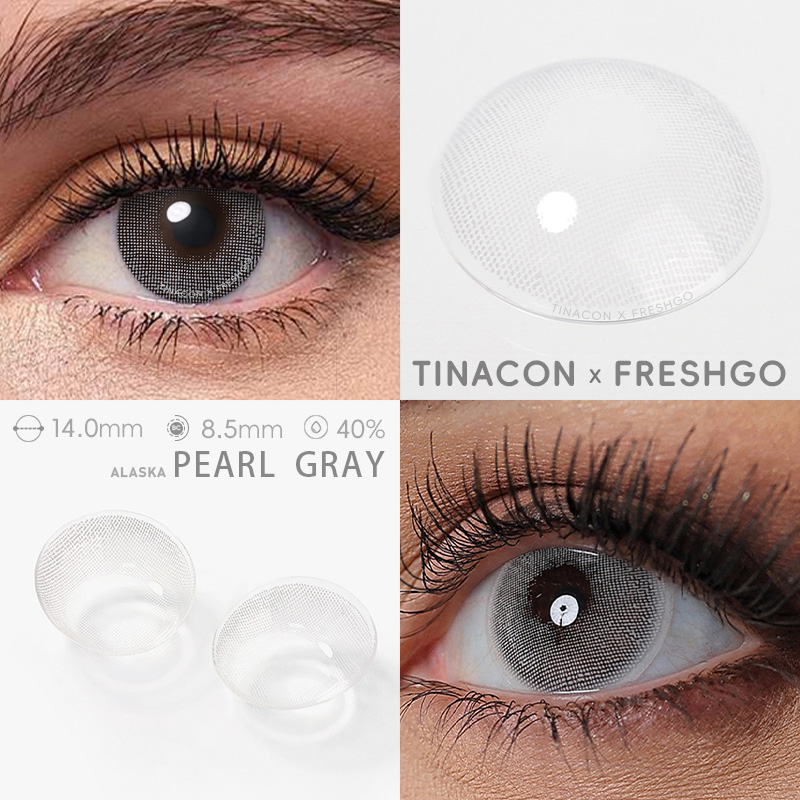 【US Fast Send】Freshgo Alaska Pearl  Gray 14.0mm  Yearly Natural Watery Soft Colored Contact Lens