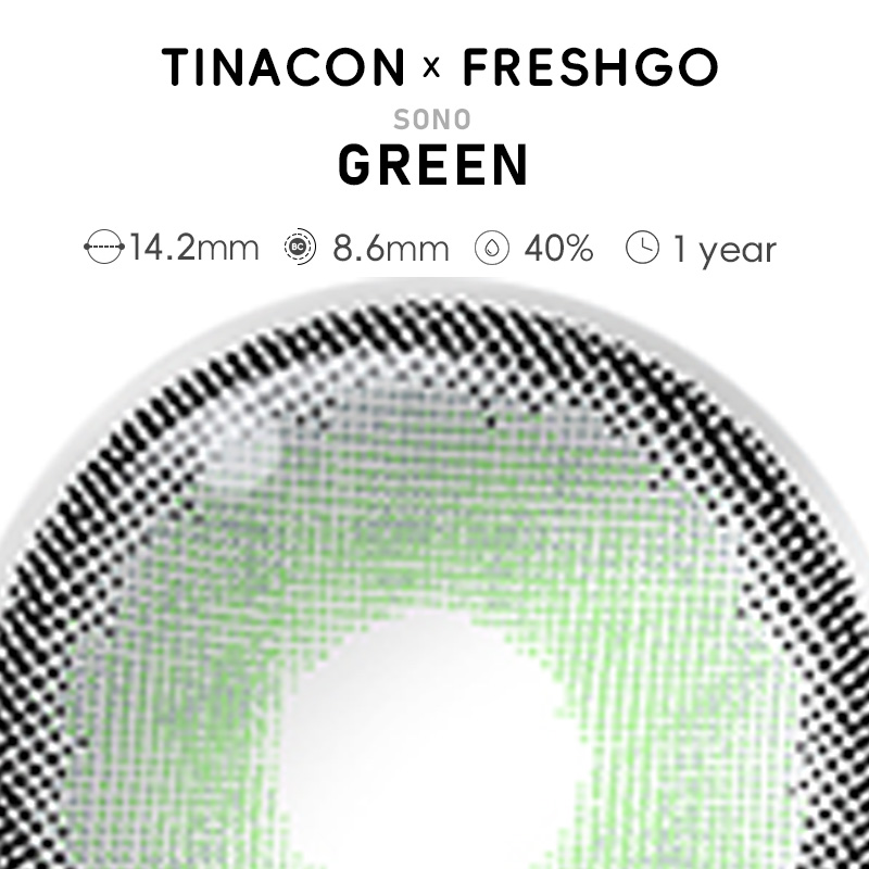 【US Fast Send】Freshgo  Sono Green 14.2mm  Yearly Natural Watery Soft Colored Contact Lens