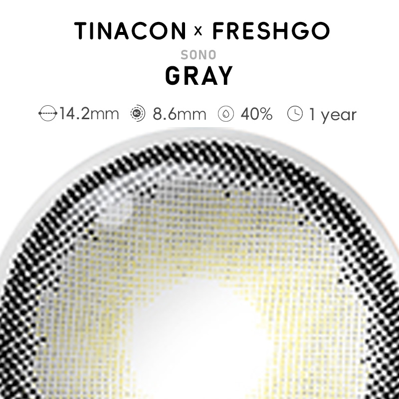 【US Fast Send】Freshgo  Sono Gray 14.2mm  Yearly Natural Watery Soft Colored Contact Lens