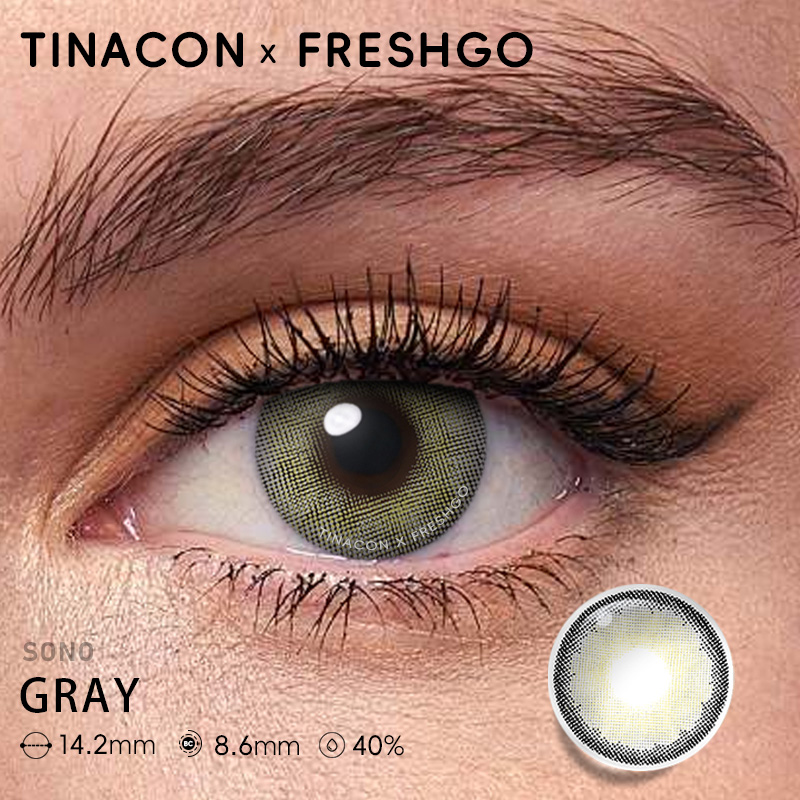 【US Fast Send】Freshgo  Sono Gray 14.2mm  Yearly Natural Watery Soft Colored Contact Lens