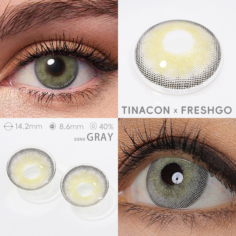 【US Fast Send】Freshgo  Sono Gray 14.2mm  Yearly Natural Watery Soft Colored Contact Lens