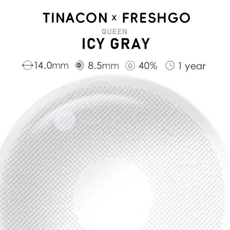【US Fast Send】Magister  Queen Icy Gray 14.0mm  Yearly Natural Watery Soft Colored Contact Lens