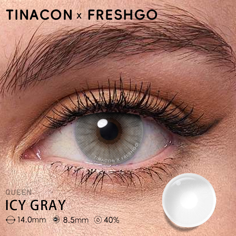 【US Fast Send】Magister  Queen Icy Gray 14.0mm  Yearly Natural Watery Soft Colored Contact Lens
