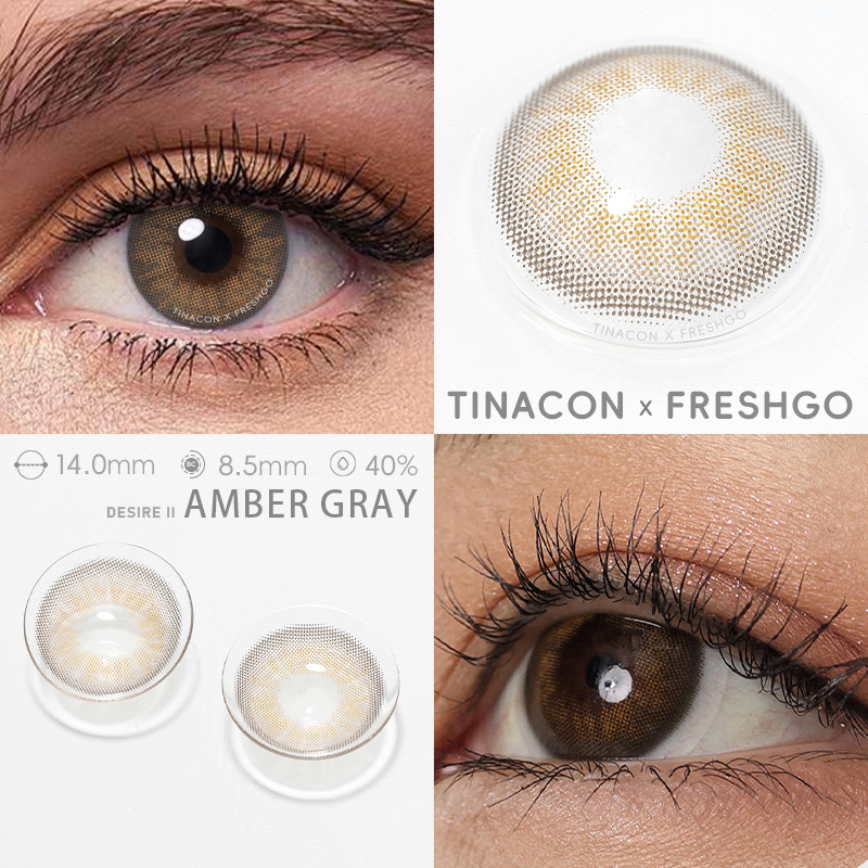 【US Fast Send】Magister  Desire II Amber Gray 14.0mm  Yearly Natural Watery Soft Colored Contact Lens