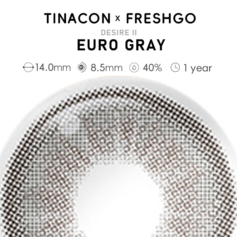 【US Fast Send】Magister  Desire II Euro Gray 14.0mm  Yearly Natural Watery Soft Colored Contact Lens