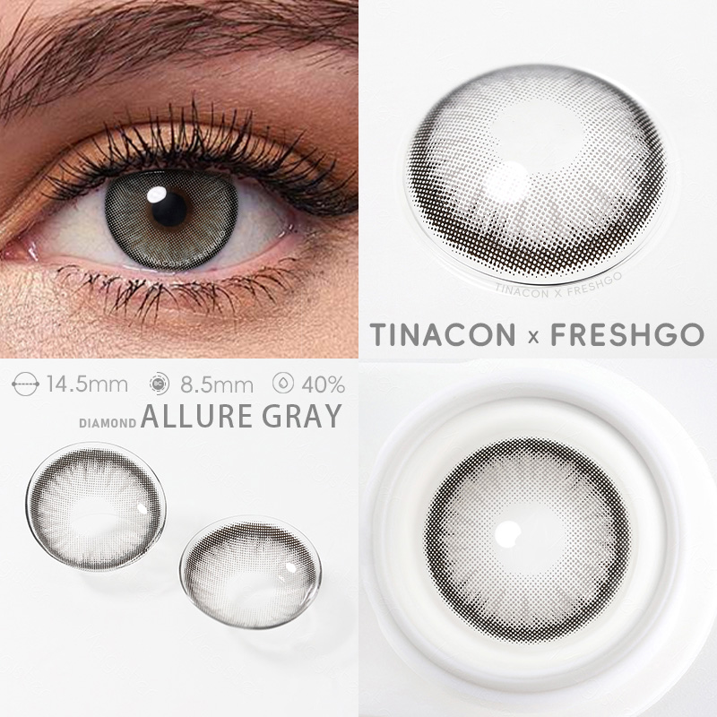 【US Fast Send】Magister  Diamond Allure Gray 14.5mm  Yearly Natural Watery Soft Colored Contact Lens