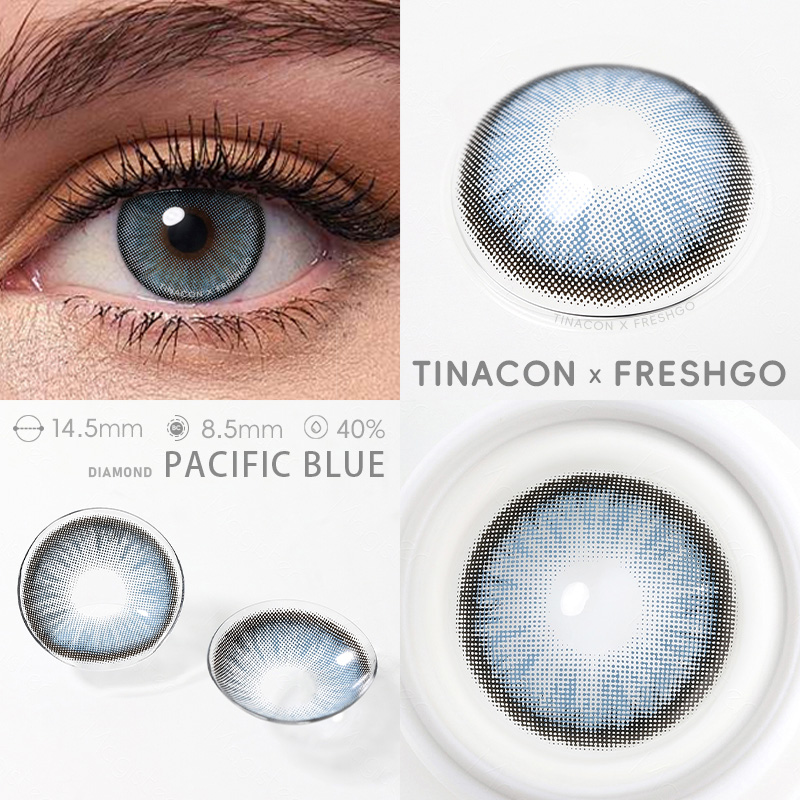【US Fast Send】Magister  Diamond Pacific Blue 14.5mm  Yearly Natural Watery Soft Colored Contact Lens