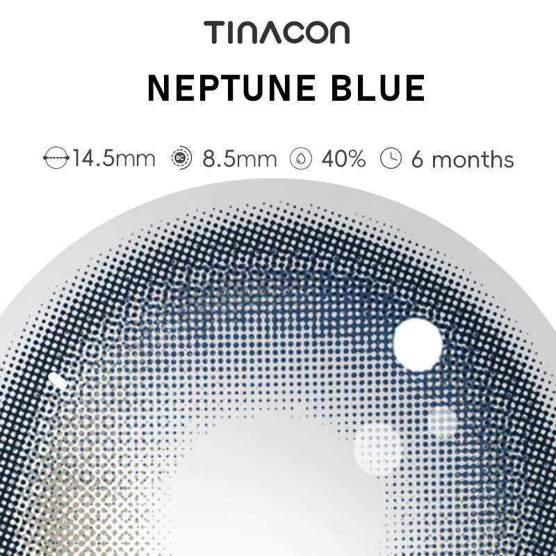 【TiNACON】Neptune Blue 14.5mm Daily Watery Soft Contact Lens 2024 New Arrival