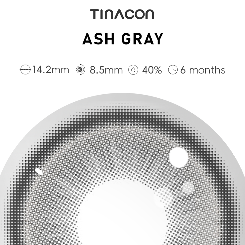 【TiNACON】 Ash Gray 14.2mm 6 Months Natural Watery Soft Contact Lens
