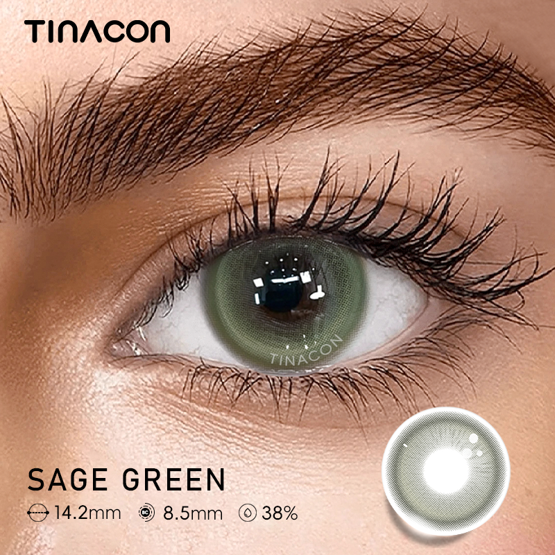 【TiNACON】Sage Green 14.2mm 6 Months Natural Watery Soft Contact Lens 2024 New Arrival