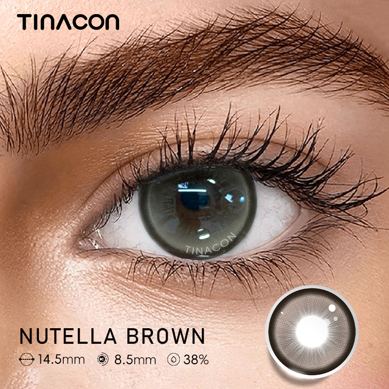 【TiNACON】Nutella Brown 14.5mm 6 Months Natural Watery Soft Contact Lens 2024 New Arrival
