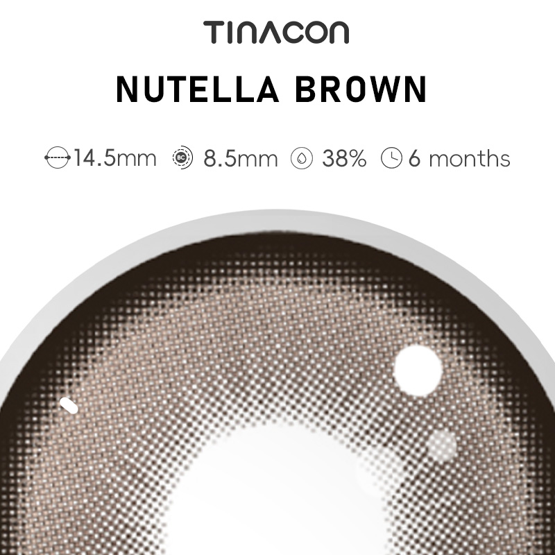 【TiNACON】Nutella Brown 14.5mm 6 Months Natural Watery Soft Contact Lens 