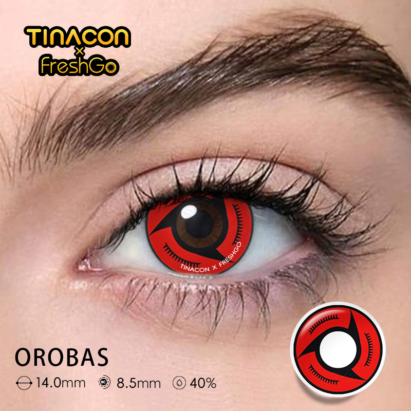 【TiNACON x Freshgo】Orobas Red 14.0mm Enlarge Halloween Special Sclera Yearly Watery Soft Contact Lens Cosplay 2024 New Arrival