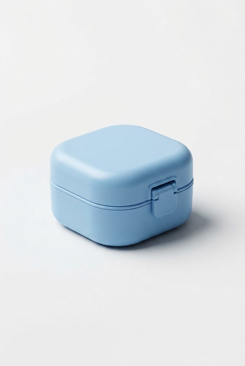 Soft blue contact lenses in pastel case